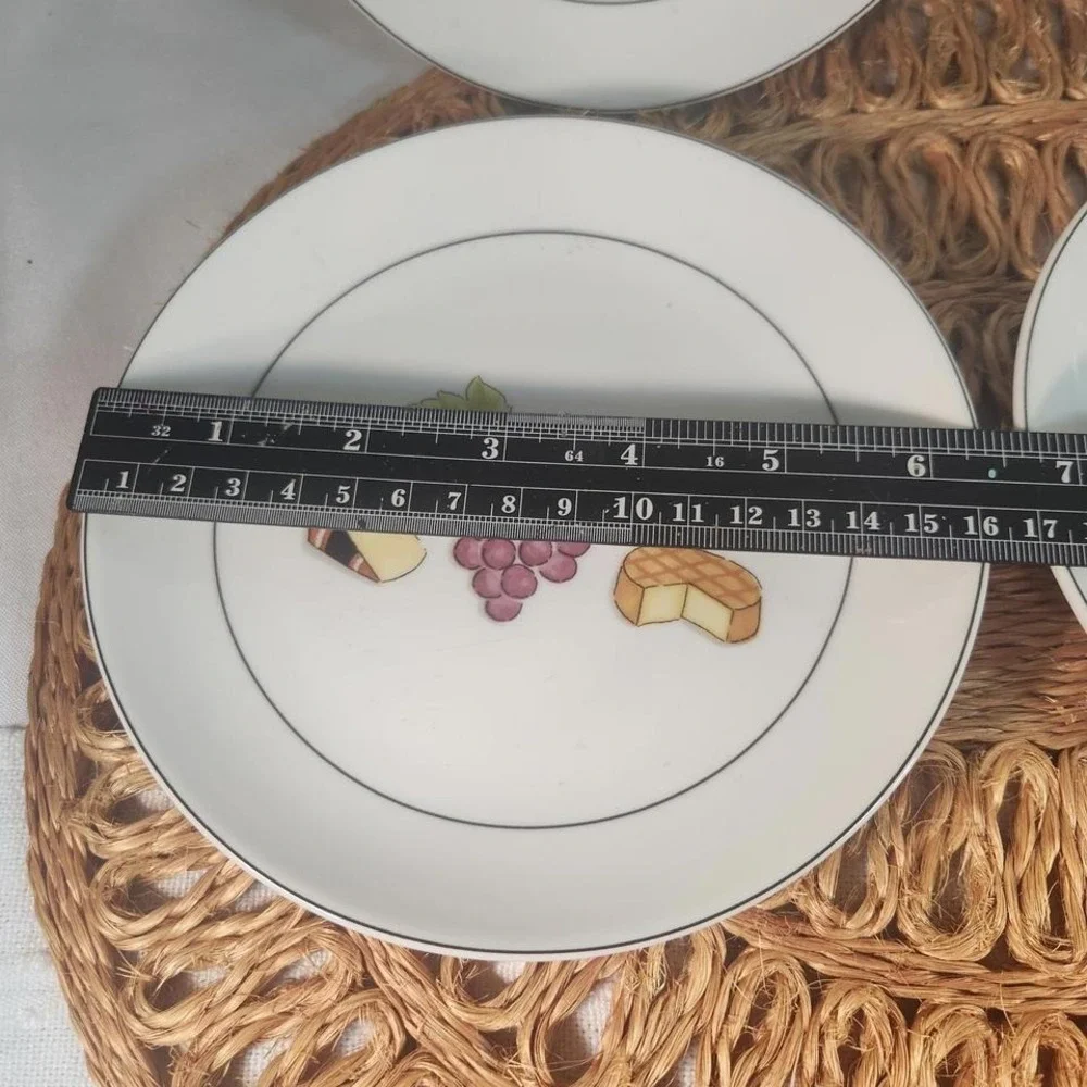 Crate & Barrel Fruit & Cheese Appetizer Plates – Set of 6 Ceramic Plates
